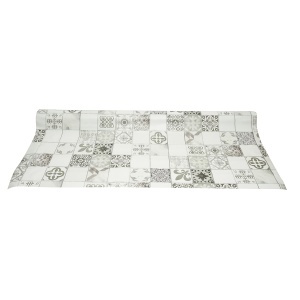 Rola fata de masa decorativa PVC 1.37x20m, grosime 0.18mm, textil 45 g/mp, model mozaic vintage Breckner Germany - Img 2