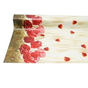 Rola fata de masa decorativa PVC 1.37x20m, grosime 0.18mm, textil 45 g/mp, model floral maci Breckner Germany - Img 5