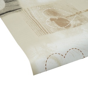 Rola fata de masa decorativa PVC 1.37x20m, grosime 0.18mm, textil 45 g/mp, model inimi crem Breckner Germany - Img 3