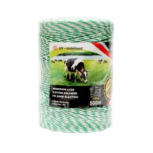 Rola fir alb-verde fi 2.5mm insertie metalica 4x0.2mm SS, rezistenta 7 Ohm/m, 500m gard electric, Cod: BK87576, Brand: BRECKNER GERMANY - Img 2
