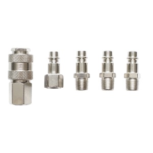 Set 5 cuple rapide 1/4 BSPT pentru furtunuri aer comprimat si scule pneumatice , Cod: DISPN97 , Brand: CROWNMAN - Img 1