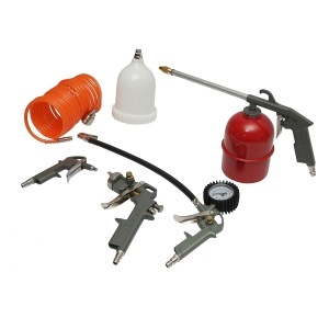 Set 5 piese aer comprimat vopsit, suflat, umflat, spalat cu furtun spiralat 5m , Cod: BK76147, Breckner Germania, - Img 2