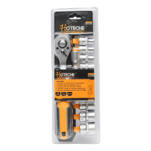 Set clichet, 1/2, cu prelungitor si 10 chei tubulare, 10, 11, 12, 13, 14, 15, 17, 19, 22, 24 mm, Cod: BK92567 Echivalență: DISFP75, Hoteche - Img 1