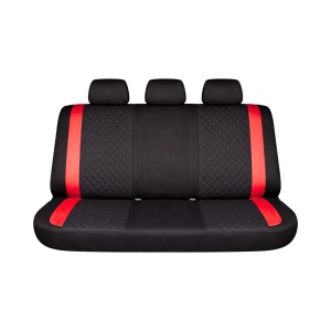 Set huse scaune auto universale Negru-Rosu Diamond, piele ecologica matlasata, fata + spate 9 piese, DISVG54 - Img 3