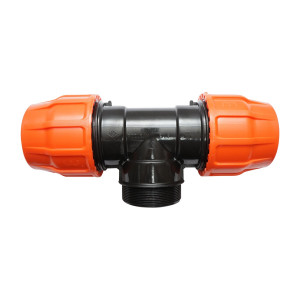 Teu egal compresiune Layflat, cu filet exterior, D3x3x3 toll, PN6, pentru sisteme irigatii, Cod: DISLT88, Poelsan - Img 2