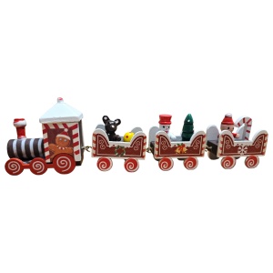 Trenulet de Crăciun din Lemn – 19 cm