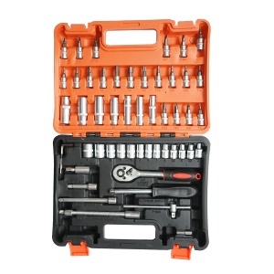 Trusa chei tubulare lungi si scurte, biti, hex, torx, antrenor cu clichet 1/4 inch 53 piese Breckner Germany, BK80635 - Img 3