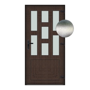 Usa Capri, PVC & termopan, 110x190cm, tabac (wenge), dreapta, Klass, 7cm, 6 camere, sticla mata nisip alb