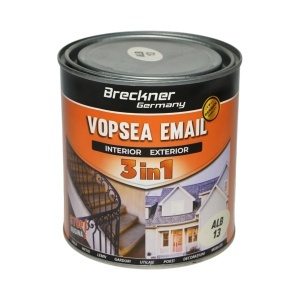 Vopsea email anticoroziva 3 in 1 alb 013 pe baza de solvent, direct pe rugina, interior si exterior 1L Breckner Germany, BK89006