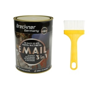 Vopsea email anticoroziva 3 in 1 pentru metal, direct pe rugina, pe baza de apa, negru mat 2000g Breckner Germany, BK00226