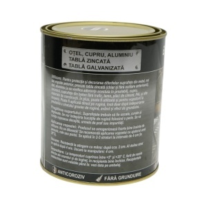 Vopsea email anticoroziva 3 in 1 pentru metal, direct pe rugina, pe baza de apa, gri antracit RAL 7016 750g Breckner Germany, BK00302 - Img 3