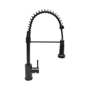 Baterie chiuveta bucatarie cu dus extractibil, arc flexibil, perlator 2 functii, negru mat, aliaj zinc, furtunuri incluse, DISVM40 - Img 6