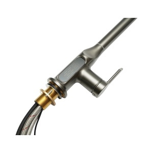 Baterie chiuveta bucatarie cu dus extractibil tip cascada, 2 functii de curgere, afisaj digital temperatura, pipa rotativa 360 grade, monocomanda, grafit mat, otel inoxidabil, furtunuri incluse, DISVM72 - Img 10
