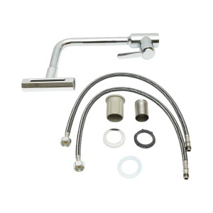 Baterie chiuveta bucatarie tip cascada, 4 functii de curgere, pipa rotativa 360 grade, monocomanda, crom lucios, aliaj zinc, furtunuri incluse, DISVM49 - Img 2