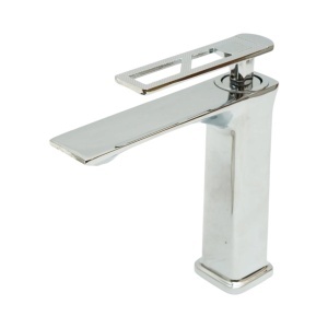 Baterie lavoar baie inalta patrata, monocomanda, crom lucios, aliaj zinc, furtunuri incluse, DISVM46