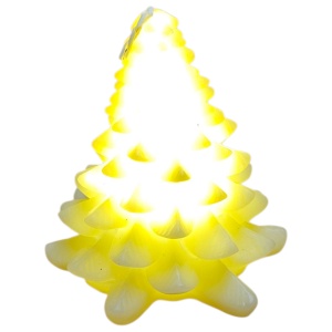 Brăduț decorativ cu lumină LED alb cald – 8 cm, culori pastel - galben - Img 2
