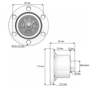 Butuc disc grapa cu talere Kuhn cod OEM H2227880, H2233060, IL40-100/6T-M20x1.5, BRECKNER GERMANY, DISRX52 - Img 4