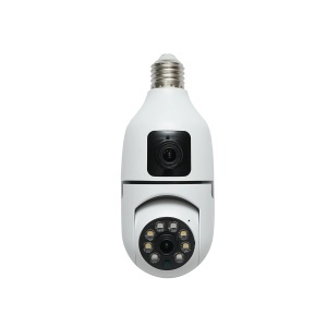 Camera de supraveghere smart 2MP tip bec E27, 2 obiective 1080P FHD, WIFI 2.4G cu senzor de miscare PTZ, night vision si aplicatie V380 Pro, DISMN47