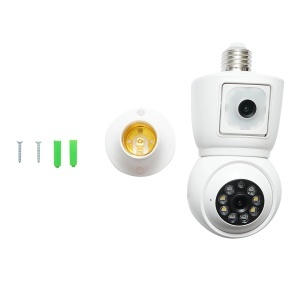 Camera de supraveghere smart-bulb lentila duala 4 MP, rotativa 360 grade PTZ, WIFI 2.4GHz, tip bec E27 cu senzor de miscare si aplicatie iCSee, BRECKNER GERMANY, BK79708