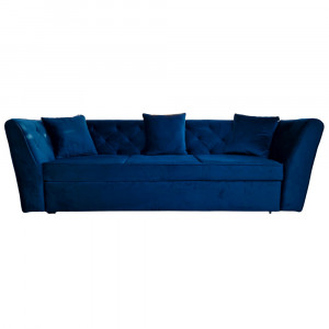 Canapea Extensibila Fabio, 260x80x85cm, 3 locuri, Velutto 25 Navy, Glasspandoor - Img 2