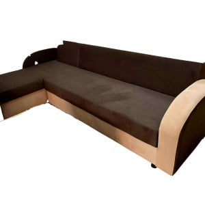 Colțar Fix Ruba, 200x180x75cm, 5 locuri, Amore 25 Beige & 84 Dark Brown, în formă de "L", stanga, Glasspandoor