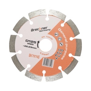 Disc diamantat segmentat 125x22.23mm, segment 10mm pentru caramida, beton, zidarie, boltari, piatra Breckner Germany, BRECKNER GERMANY, BK79746