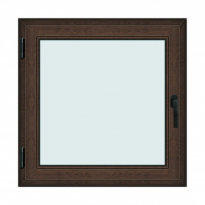 Fereastra 100x100cm, 1 canat, wenge (tabac), stanga si rabatare, Klass, 7cm, 6 camere, 2 garnituri