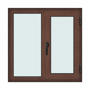 Fereastra 110x110cm, 2 canate, maro, nuc, dreapta si rabatare, Klass, 7cm, 6 camere, 2 garnituri - Img 1
