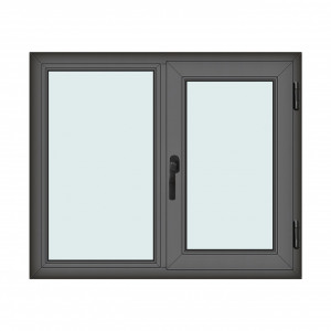 Fereastra 120x100cm, 2 canate, antracit, dreapta si rabatare, Klass, 7cm, 6 camere, 2 garnituri - Img 1