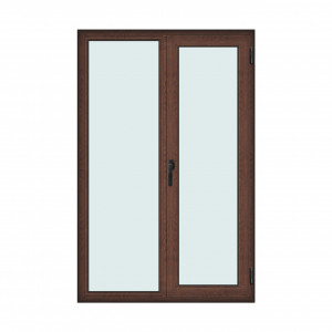 Fereastra 130x200cm, 2 canate, maro, nuc, dreapta si rabatare, Klass, 7cm, 6 camere, 2 garnituri
