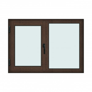 Fereastra 140x100cm, 2 canate, wenge (tabac), stanga si rabatare, Klass, 7cm, 6 camere, 2 garnituri