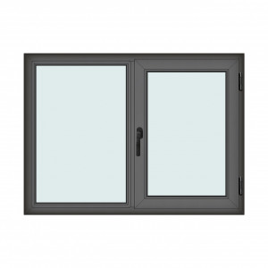 Fereastra 150x110cm, 2 canate, antracit, dreapta si rabatare, Klass, 7cm, 6 camere, 2 garnituri