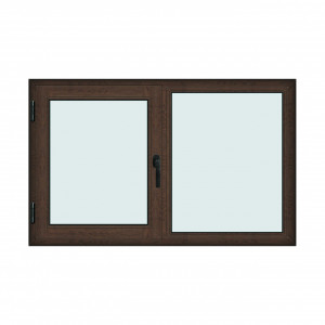 Fereastra 160x100cm, 2 canate, wenge (tabac), stanga si rabatare, Klass, 7cm, 6 camere, 2 garnituri