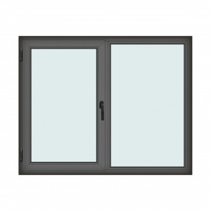 Fereastra 175x140cm, 2 canate, antracit, stanga si rabatare, Klass, 7cm, 6 camere, 2 garnituri
