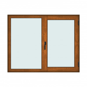 Fereastra 175x140cm, 2 canate, maro, stejar auriu, dreapta si rabatare, Klass, 7cm, 6 camere, 2 garnituri