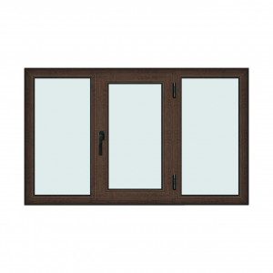 Fereastra 180x110cm, 3 canate, wenge (tabac), dreapta si rabatare, Klass, 7cm, 6 camere, 2 garnituri - Img 1