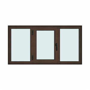 Fereastra 190x100cm, 3 canate, wenge (tabac), stanga si rabatare, Klass, 7cm, 6 camere, 2 garnituri