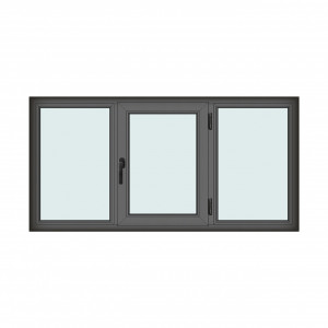 Fereastra 200x100cm, 3 canate, antracit, dreapta si rabatare, Klass, 7cm, 6 camere, 2 garnituri - Img 1