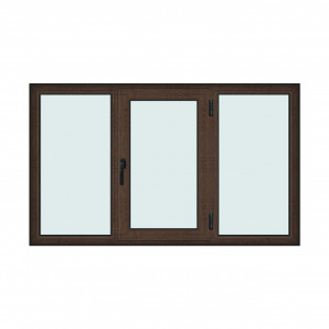 Fereastra 200x120cm, 3 canate, wenge (tabac), dreapta si rabatare, Klass, 7cm, 6 camere, 2 garnituri - Img 1