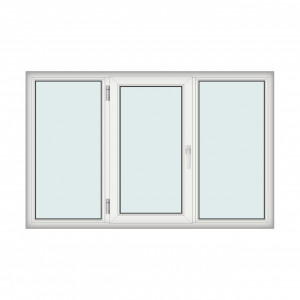 Fereastra 205x130cm, 3 canate, alb, stanga si rabatare, Klass, 7cm, 6 camere, 2 garnituri