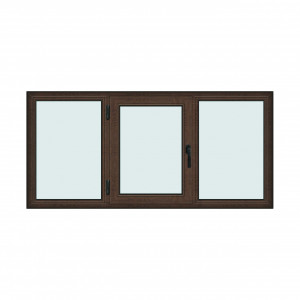 Fereastra 210x100cm, 3 canate, wenge (tabac), stanga si rabatare, Klass, 7cm, 6 camere, 2 garnituri - Img 1