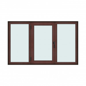 Fereastra 210x130cm, 3 canate, mahon, stanga si rabatare, Klass, 7cm, 6 camere, 2 garnituri - Img 1