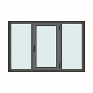 Fereastra 210x140cm, 3 canate, antracit, dreapta si rabatare, Klass, 7cm, 6 camere, 2 garnituri - Img 1