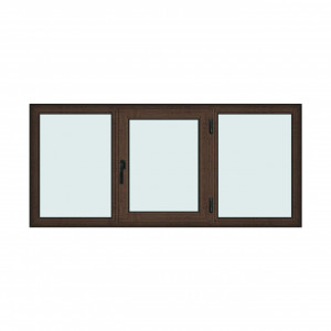 Fereastra 220x100cm, 3 canate, wenge (tabac), dreapta si rabatare, Klass, 7cm, 6 camere, 2 garnituri