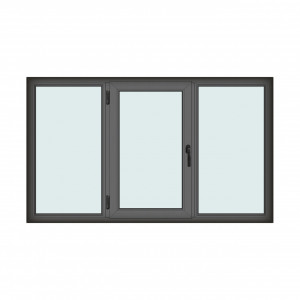 Fereastra 220x130cm, 3 canate, antracit, stanga si rabatare, Klass, 7cm, 6 camere, 2 garnituri