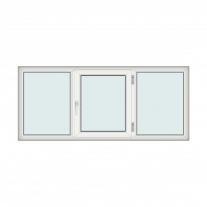 Fereastra 230x100cm, 3 canate, alb, dreapta si rabatare, Klass, 7cm, 6 camere, 2 garnituri