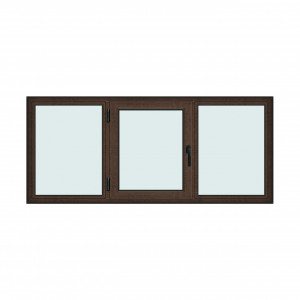 Fereastra 230x100cm, 3 canate, wenge (tabac), stanga si rabatare, Klass, 7cm, 6 camere, 2 garnituri