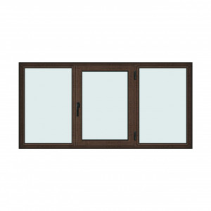Fereastra 240x120cm, 3 canate, wenge (tabac), dreapta si rabatare, Klass, 7cm, 6 camere, 2 garnituri - Img 1