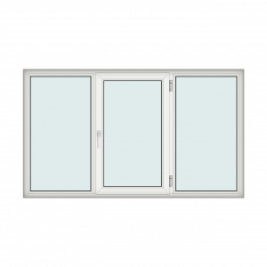 Fereastra 240x140cm, 3 canate, alb, dreapta si rabatare, Klass, 7cm, 6 camere, 2 garnituri - Img 1