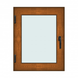 Fereastra 80x100cm, 1 canat, maro, stejar auriu, stanga si rabatare, Klass, 7cm, 6 camere, 2 garnituri